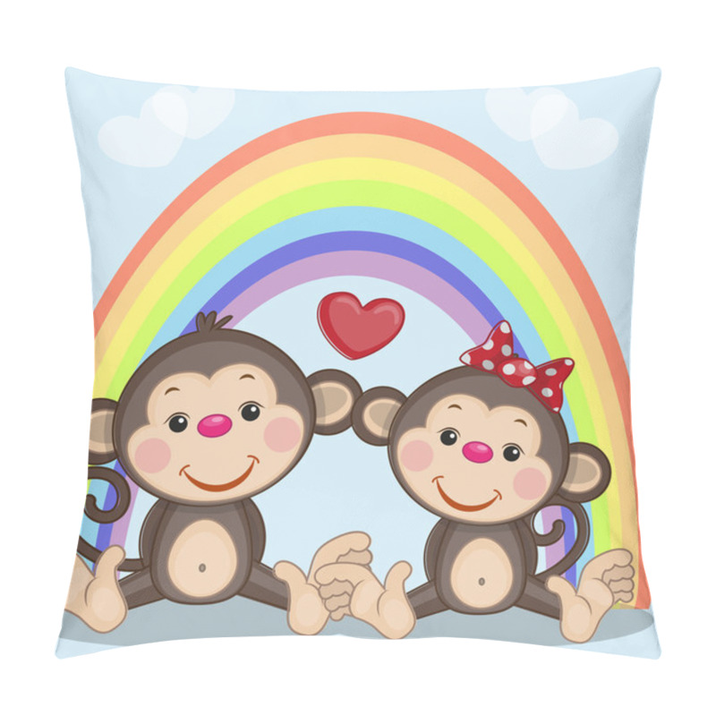 Personality  Two Monkeys In Love Pillow Covers