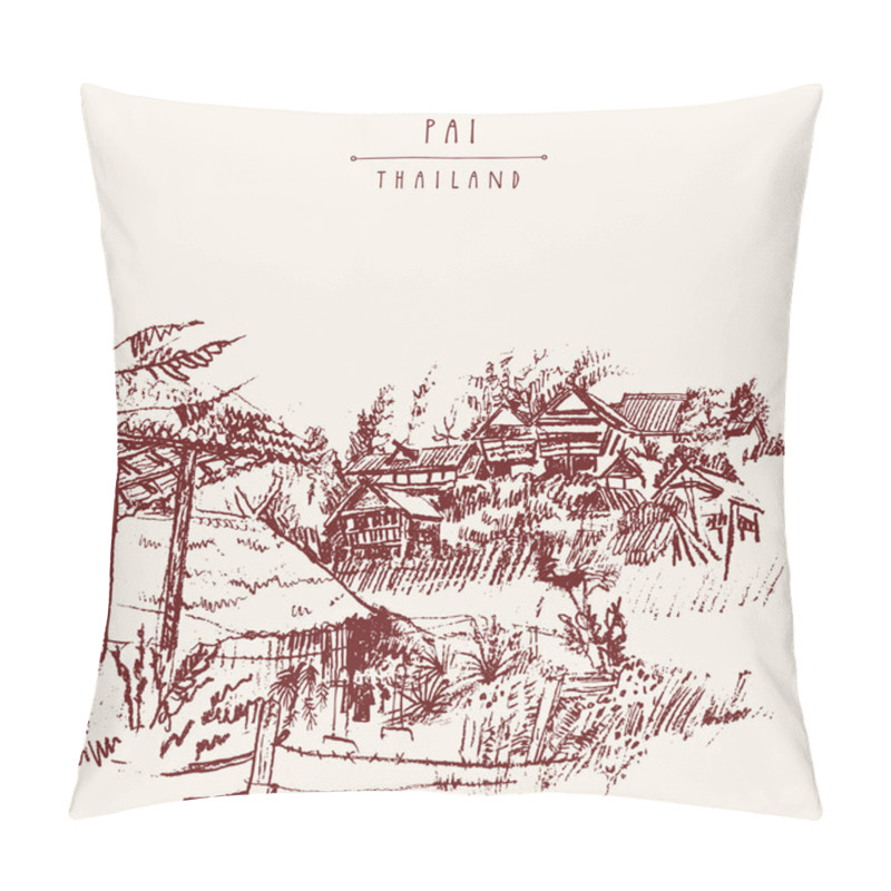 Personality  Bamboo Huts In Pai Valley Pillow Covers