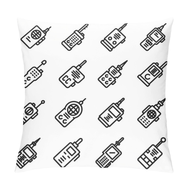 Personality  Walkie Talkie Icons Set, Outline Style Pillow Covers