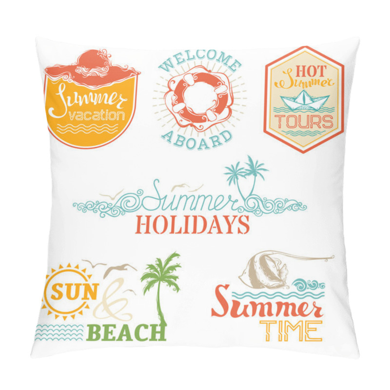 Personality  Vector Set Of Summer And Vacation Labels And Emblems.  Pillow Covers