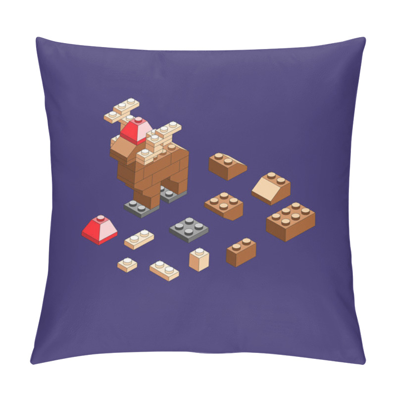 Personality  Deer Of Blocks. Isometric Constructor. Pillow Covers