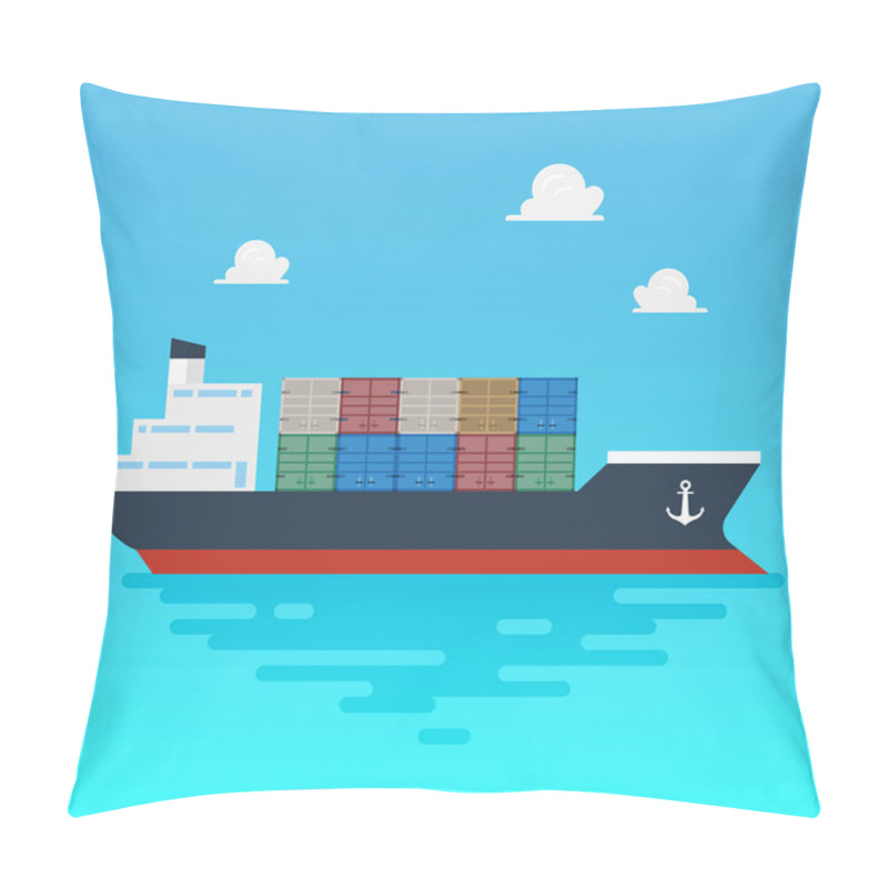 Personality  Cargo Shipping With Containers Flat Style Pillow Covers