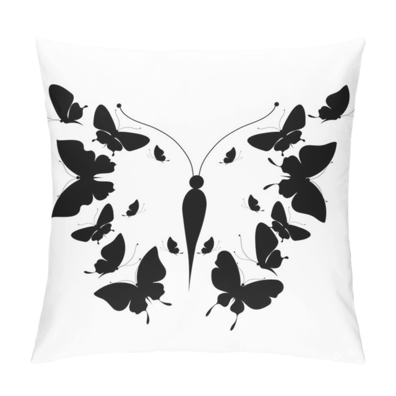 Personality  Silhouette Of A Butterfly On A White Background Pillow Covers