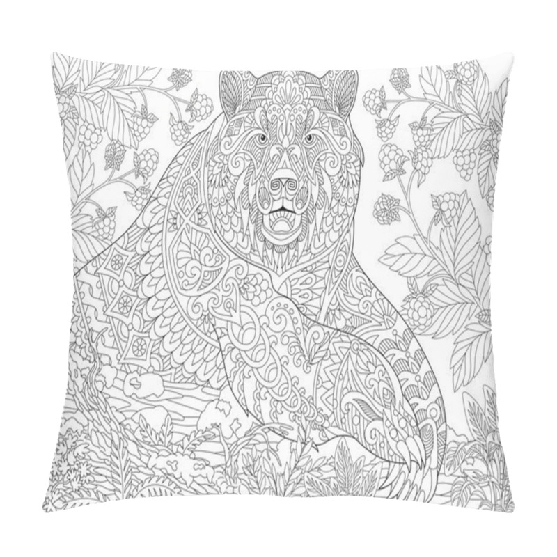 Personality  Zentangle Stylized Grizzly Bear Pillow Covers