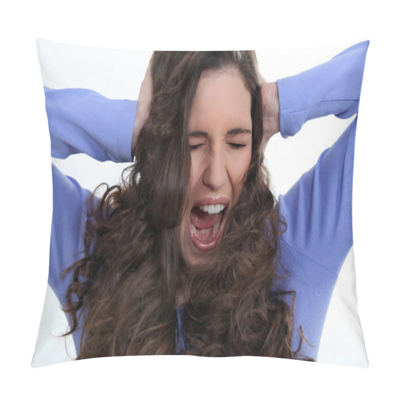 Personality  Angry Woman With Curly Hair Pillow Covers