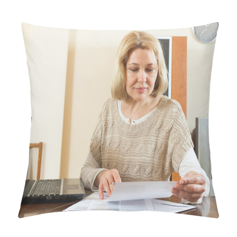 Personality  Blonde Woman With Documents Pillow Covers