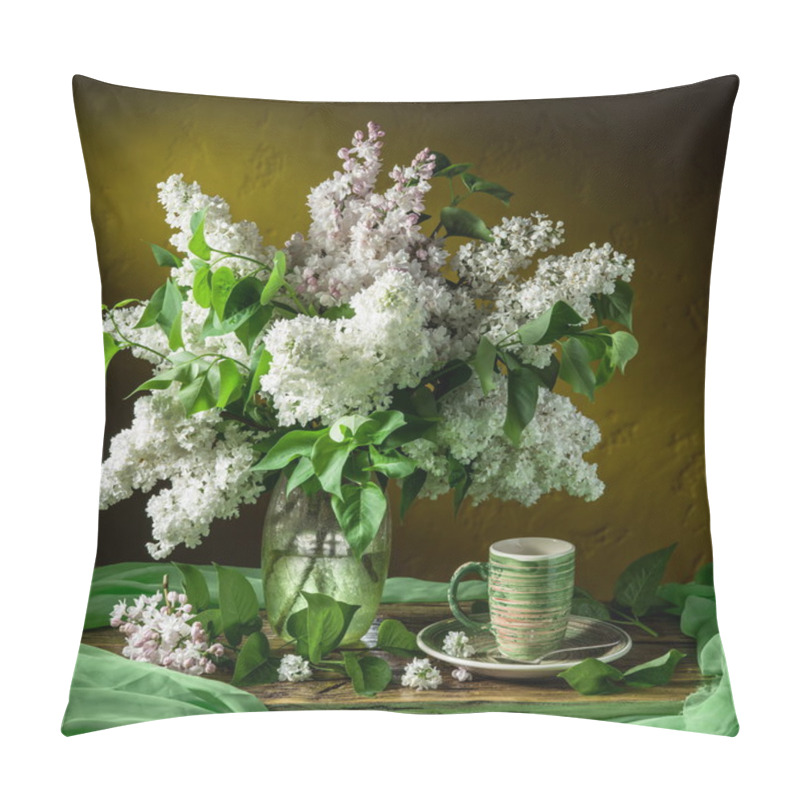 Personality  Lilac Bouquet On The Wooden Table. Pillow Covers