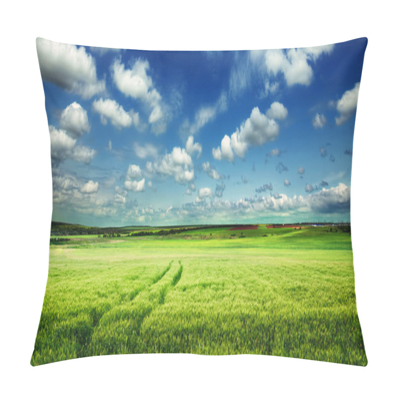 Personality  Green Field And Blue Sky  Pillow Covers