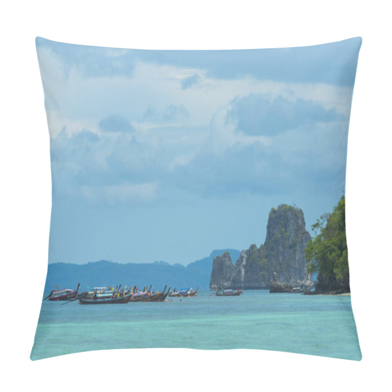 Personality  KRABI,THAILAND - MAY 7, 2016: Tourists Enjoying The Beautiful Miracle Beach & Crystal Clear Water At Koh Kai, Koh Tub & Koh Mor, Krabi, Thaiand. Pillow Covers