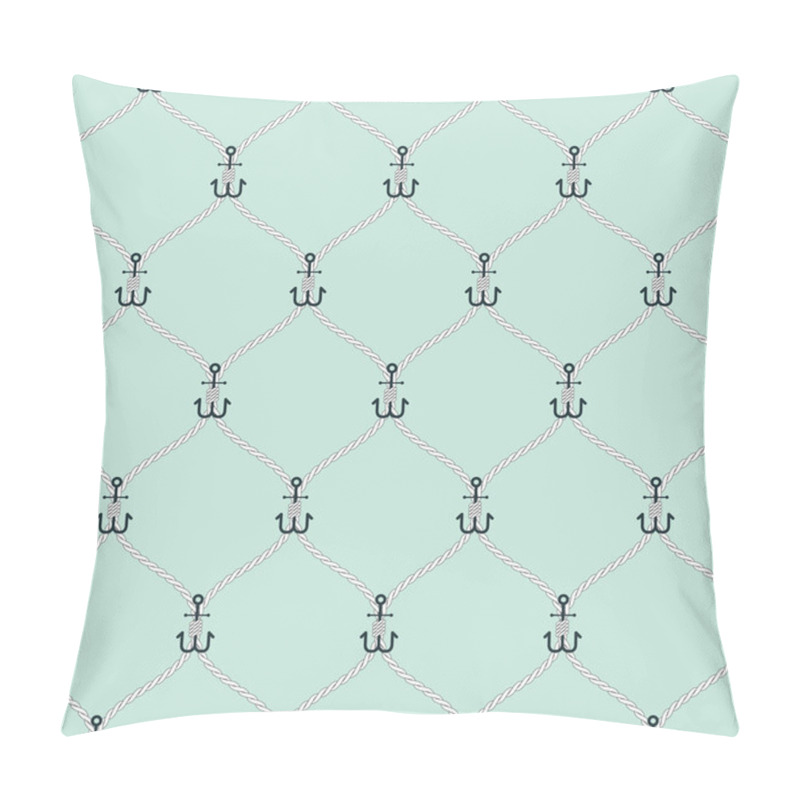 Personality  Nautical Rope And Small Anchors Seamless Fishnet Pattern Pillow Covers