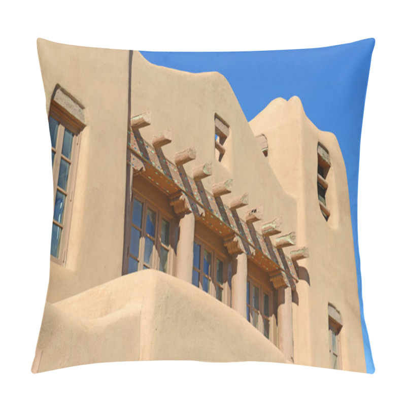 Personality  Traditional Pueblo Style Adobe Architecture Usually In Earth Tones, Referred To As Old Santa Fe Style, Characteristic Of Buildings In New Mexico, USA Pillow Covers