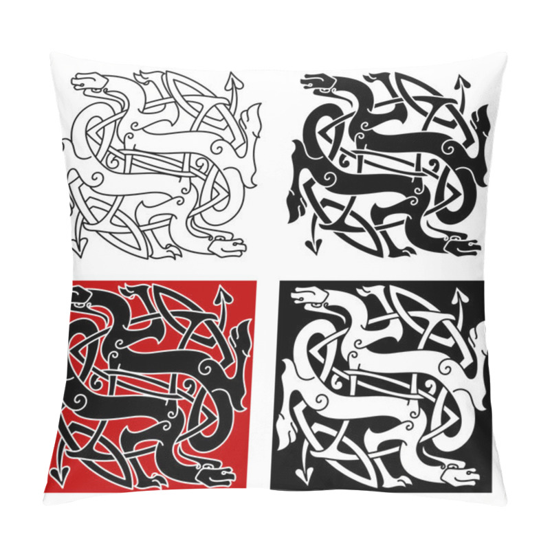 Personality  Celtic Dragons Pattern With Tribal Elements Pillow Covers