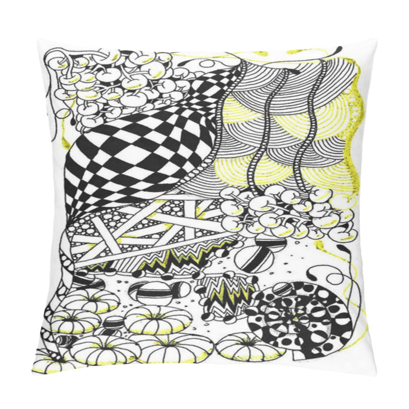 Personality  Abstract Drawing Pattern, Random Set Of Lined Elements, Black And White Abstraction Of Vertical Layout, Chess Pattern In Vector Pillow Covers