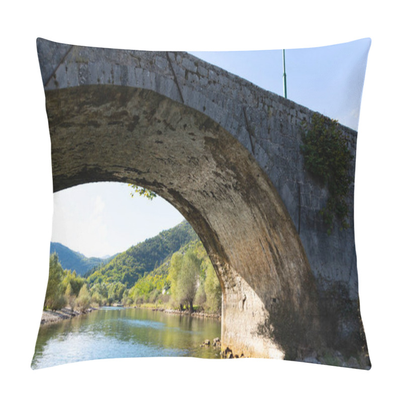 Personality  River Crnoevich Is A City In Montenegro On The River Of The Same Name Or The Black River, Not Far From The Coast Of Lake Skadar. Pillow Covers