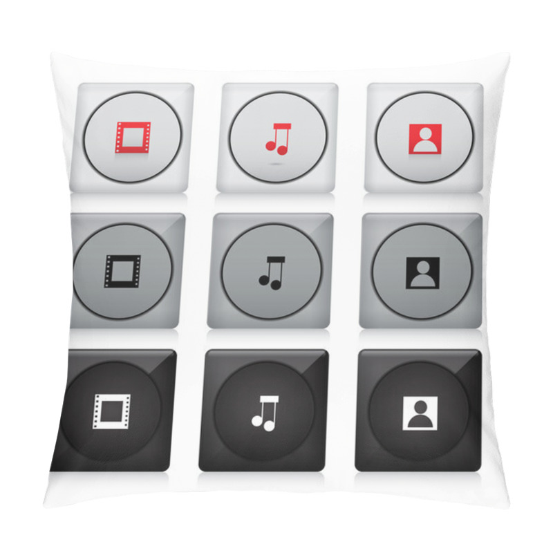 Personality  Set Of Media Buttons. Pillow Covers