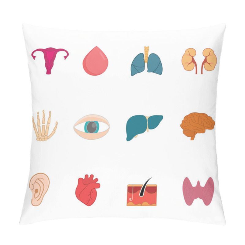 Personality  Human Organ Vector Icons. Clean, Modern Anatomy Icon Set Pillow Covers