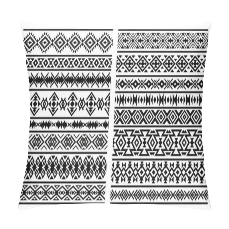 Personality  Aztec, Mayan Mexican Borders Patterns, Vector Ethnic Geometric Ornament And Frame Backgrounds. Seamless Embellishment Decoration Of Mexico Or Native American, Indian And African Pattern For Tattoo Pillow Covers