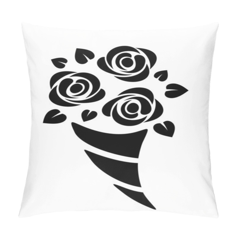 Personality  Black Silhouette Of Roses Bouquet. Vector Illustration. Pillow Covers