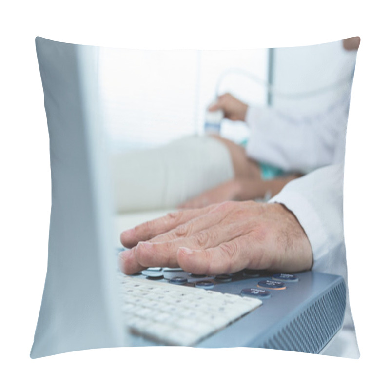 Personality  Pregnant Woman Undergoing Ultrasound Test Pillow Covers