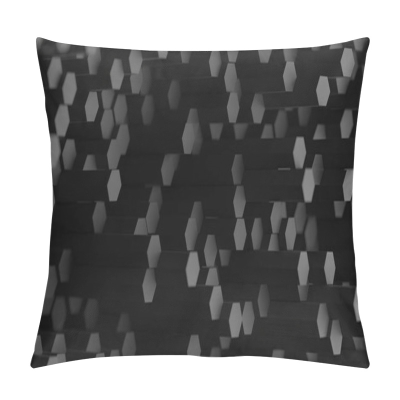 Personality  Geometric Abstract Design With Floating Hexagons. 3d Render. Pillow Covers