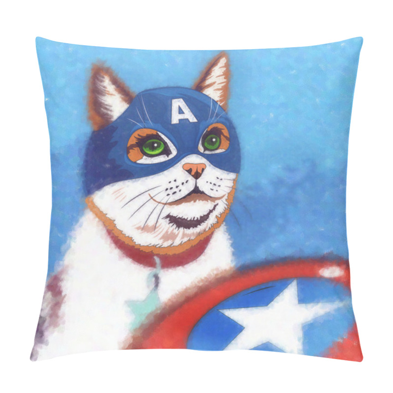 Personality  Cats Superheroes. Captain America Pillow Covers