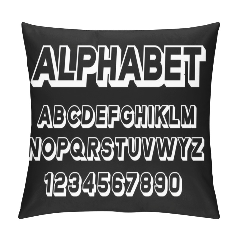 Personality  White Of Font And Alphabet. Isolated On Black Background Pillow Covers