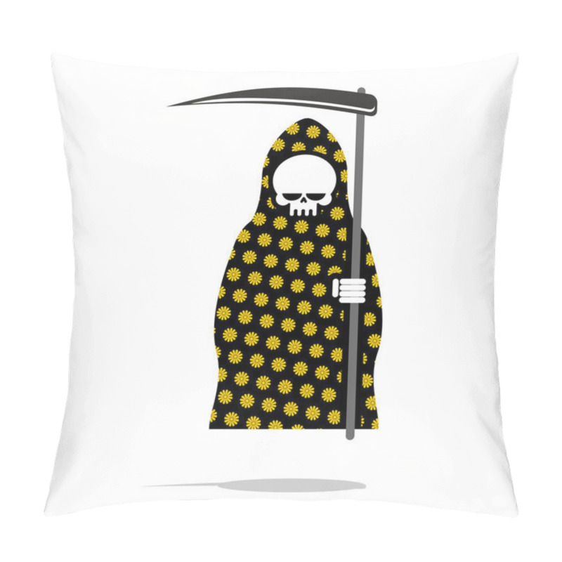 Personality  Death In Black Pajamas With Yellow Flowers. Grim Reaper In Hood Pillow Covers