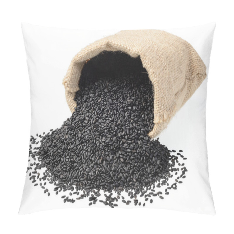 Personality  Black Sesame In The Sack On White, (large Depth Of Field, Taken With Tilt Shift Lens) Pillow Covers