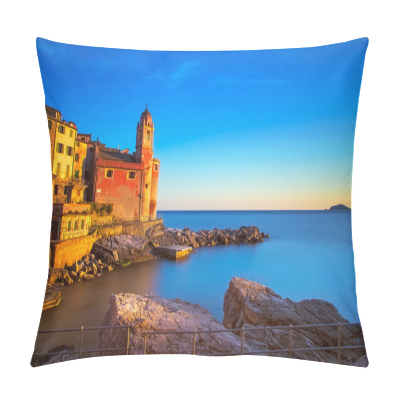 Personality  Tellaro Rocks, Church And Village On Sunset. Cinque Terre, Ligur Pillow Covers