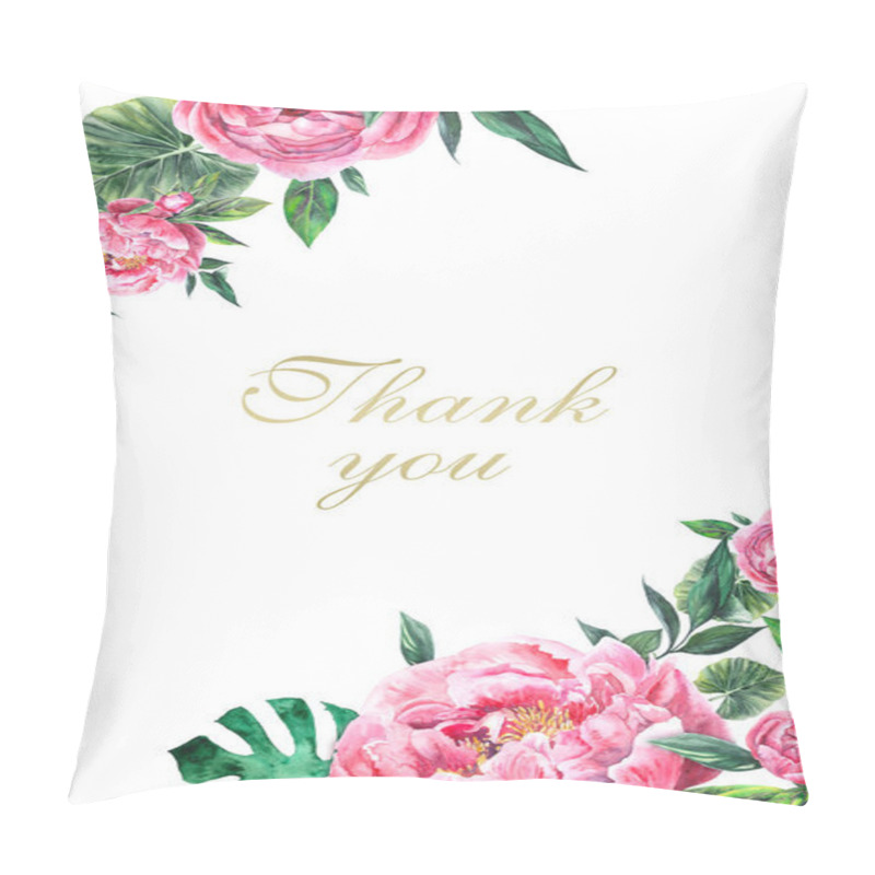 Personality  Invitation Floral Card. Design, Peonies, Leaves Pillow Covers