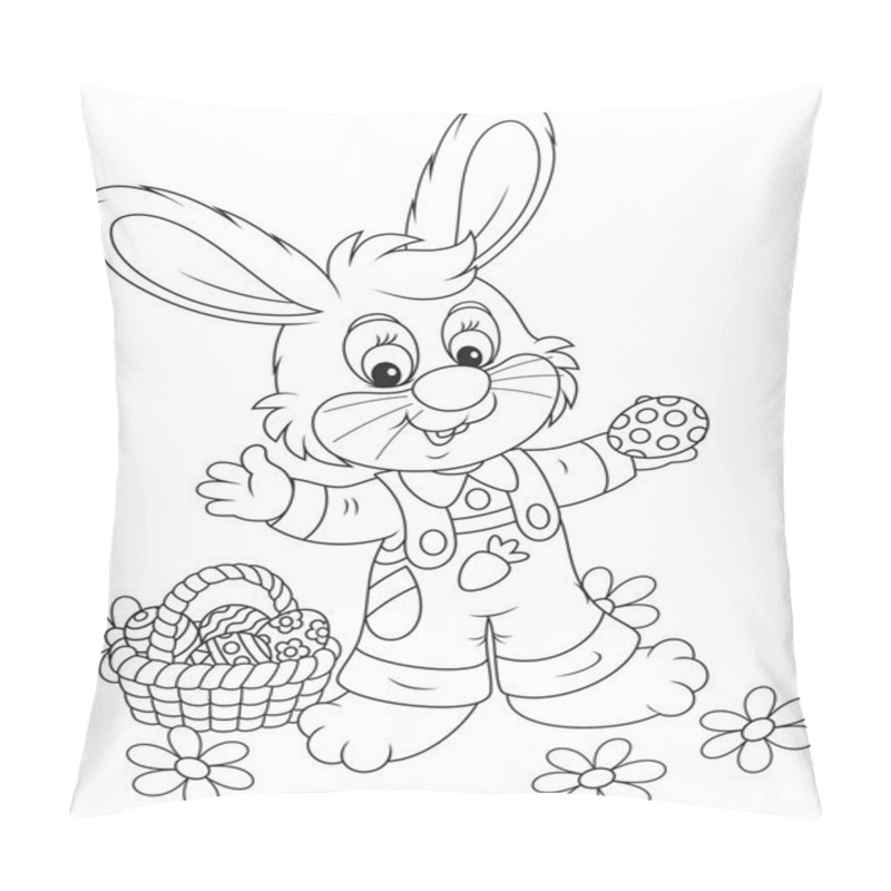 Personality  Easter Bunny With A Basket Of Eggs Pillow Covers