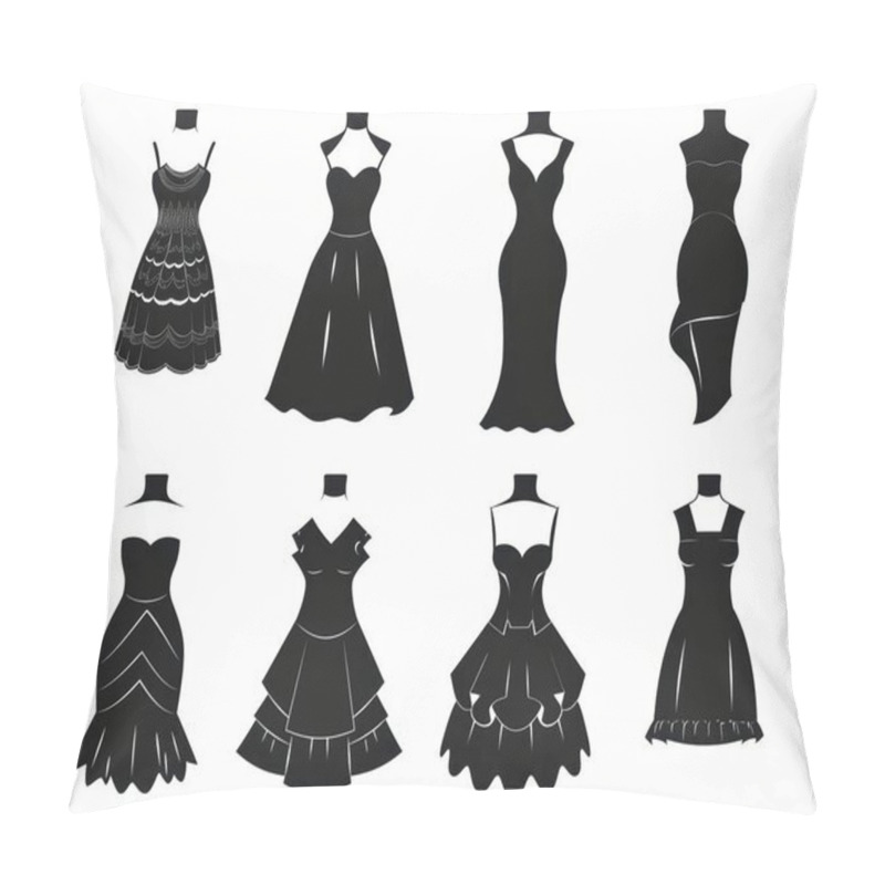 Personality  Stylish Collection Of Elegant Black Dresses In Various Designs And Silhouettes, Perfect For Formal Occasions. Pillow Covers