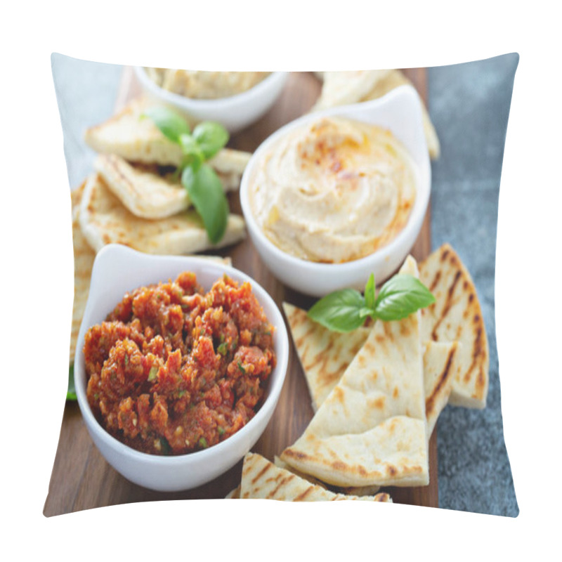 Personality  Mezze Board With Pita And Dips Pillow Covers