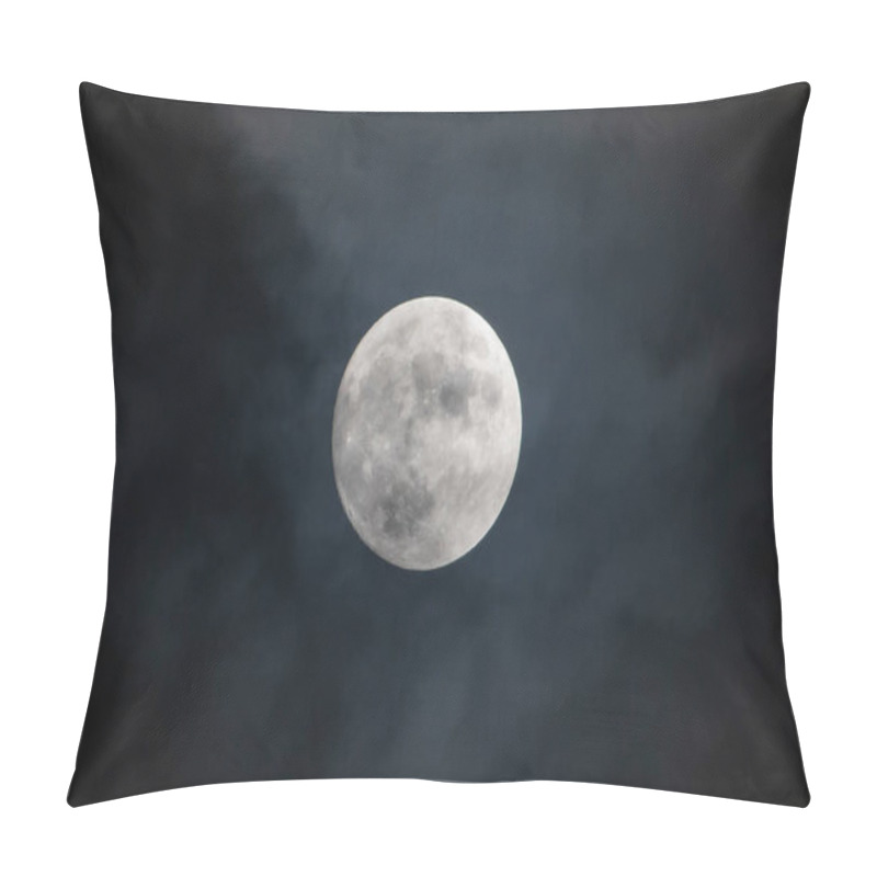 Personality  Full Moon On The Dark Night Shining On The Sky In Cloudy Day. Pillow Covers