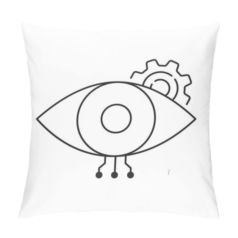 Personality  AI Eye For Computer Vision And Recognition Vector Icon Design, Visual Analysis, Machine Learning Pillow Covers