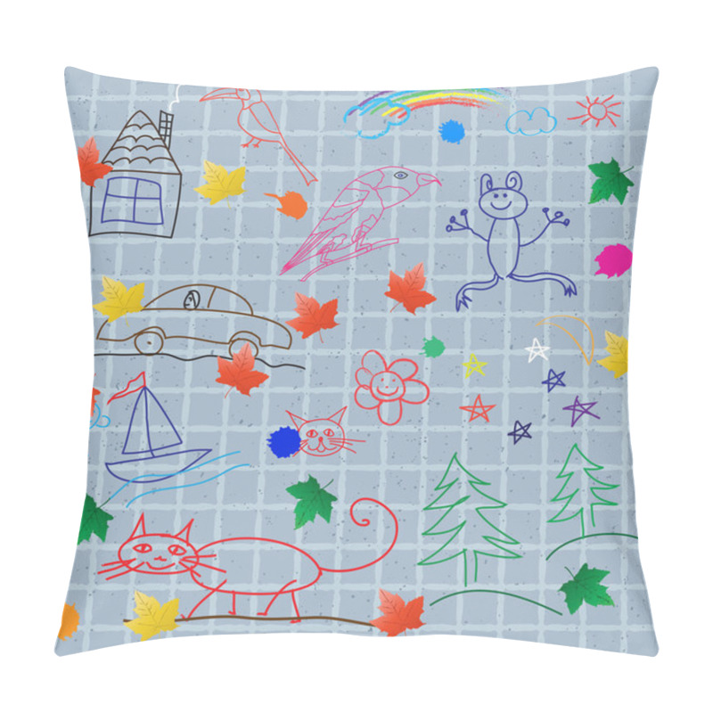 Personality  Children's Drawings On The Wall Pillow Covers