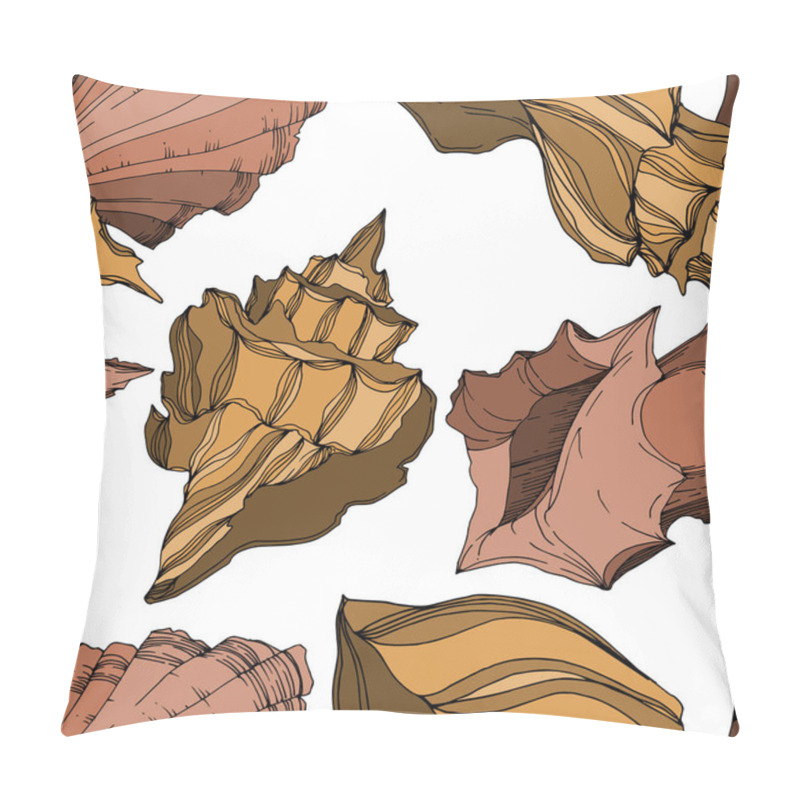 Personality  Vector Summer Beach Seashell Tropical Elements. Black And White  Pillow Covers