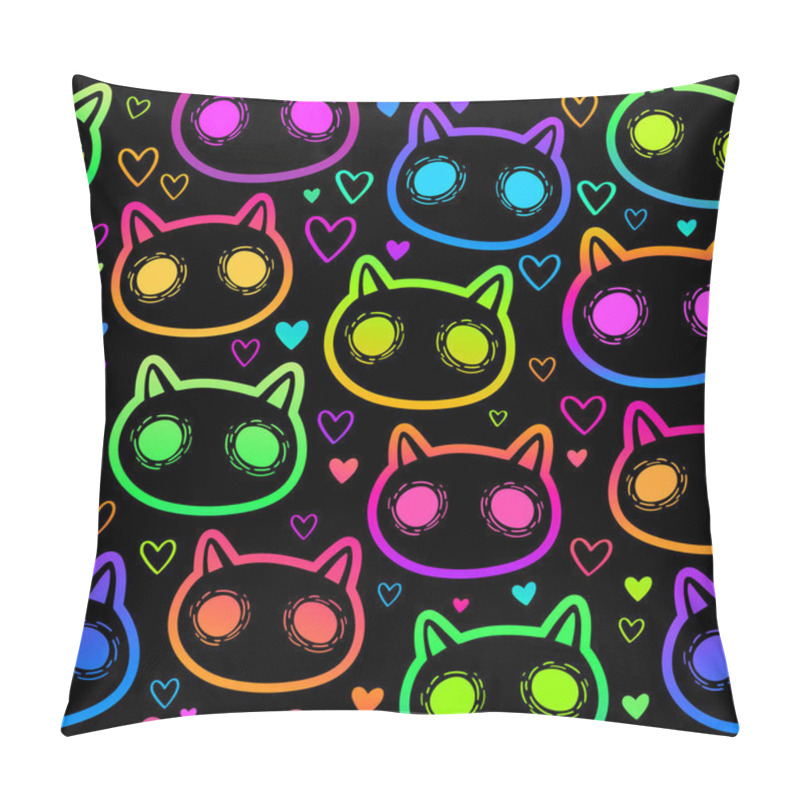 Personality  Cute Cartoon Witchcraft Cat Bright Seamless Pillow Covers