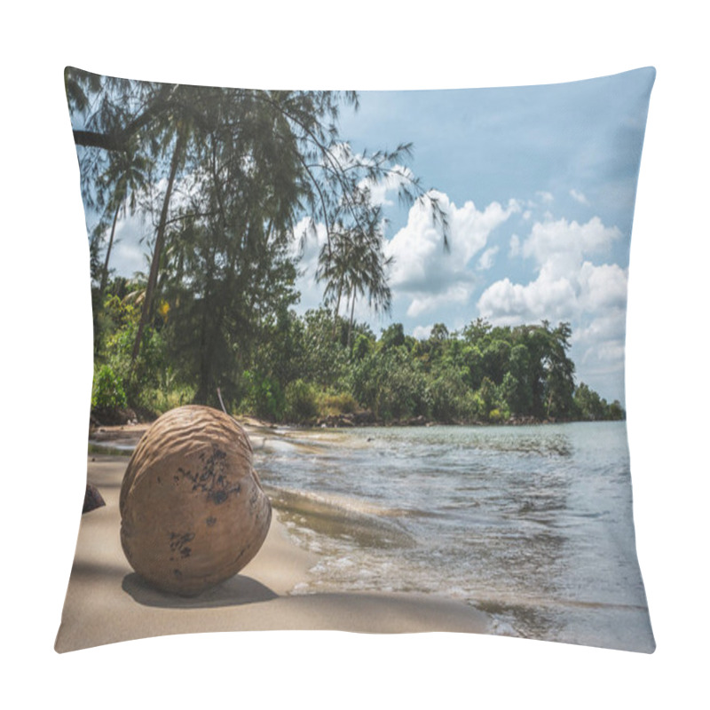 Personality  Lonely Coconut In Lonely Beach In Koh Rong, Cambodia Pillow Covers