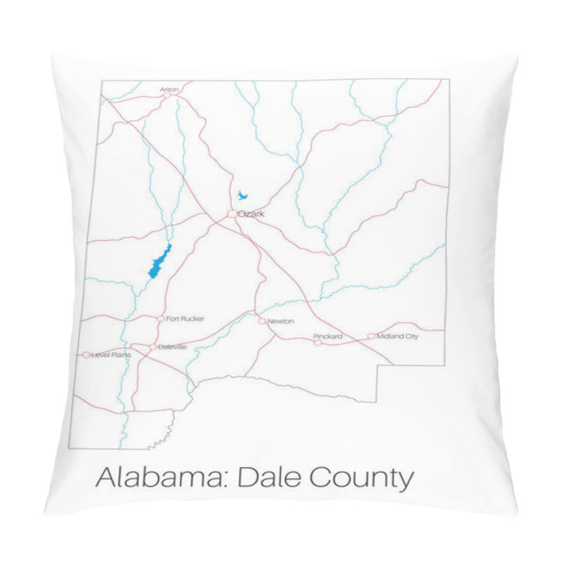 Personality  Detailed Map Of Dale County In Alabama, USA Pillow Covers