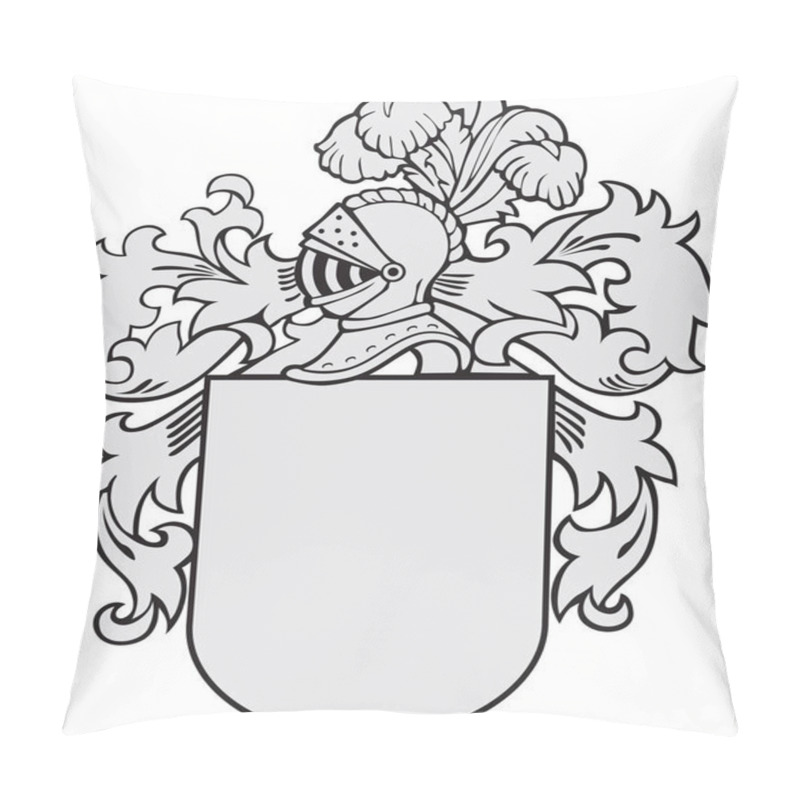 Personality  Vector Illustration Of Medieval Coat Of Arms, Executed In Woodcut Style, Isolated On White Background. No Blends, Gradients And Strokes. Pillow Covers