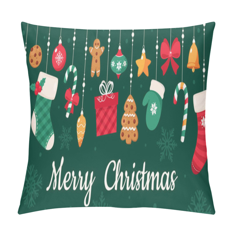 Personality  Merry Christmas Card. Christmas Elements Collection. Vector Illustration. Pillow Covers