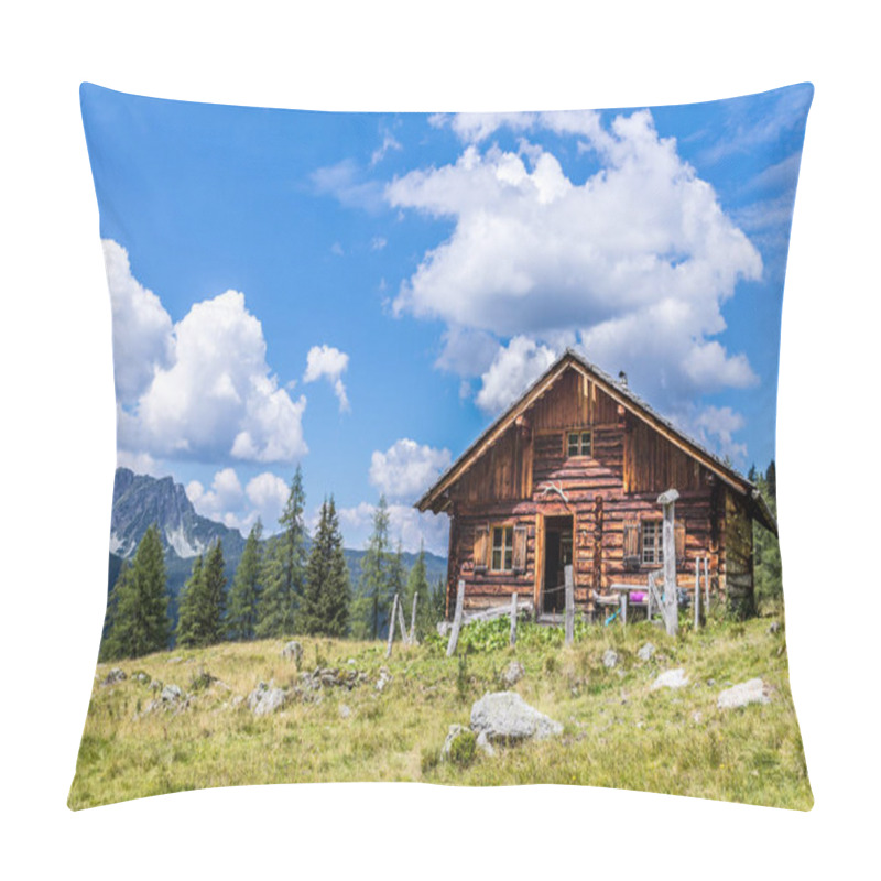 Personality  Idyllic Mountain Landscape In The Alps: Mountain Chalet, Meadows Pillow Covers