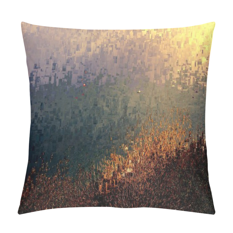 Personality  Sunset In The City That Never Sleeps, Abstract Illustration With Mosaic Effects Of Gradient Colors, Tribute To Pollock, Abstract Expressionism, Art, Digital,  Pillow Covers