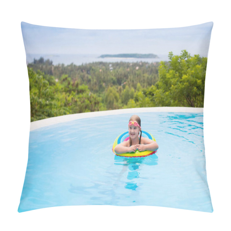 Personality  Child With Goggles In Swimming Pool. Kids Swim. Pillow Covers