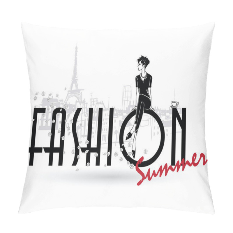 Personality  Sketch. Fashion Girls On A White Background Pillow Covers