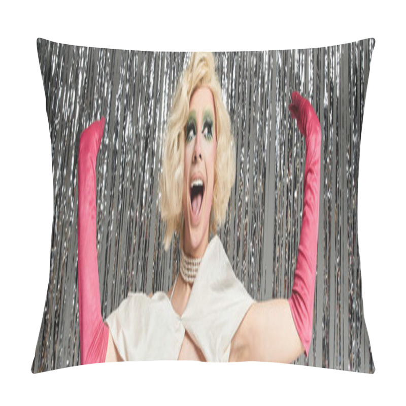 Personality  A Vibrant Drag Performer Exudes Confidence In Stylish Attire. Pillow Covers