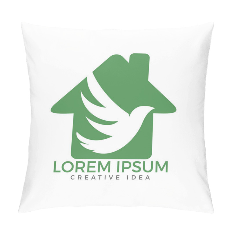 Personality  Bird Home Shape Logo Template Design Vector Icon Illustration. Pillow Covers