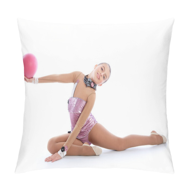 Personality  Kid Girl Ball Rhythmic Gymnastics Exercise On White Pillow Covers