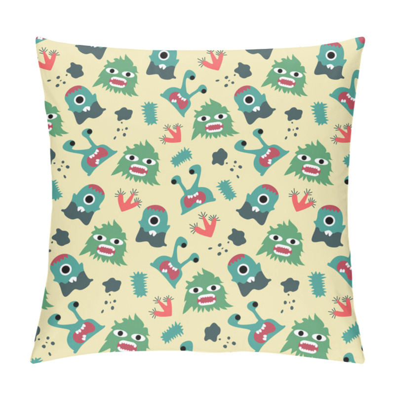 Personality  Monster Seamless Pattern Design. Vector Illustration Pillow Covers